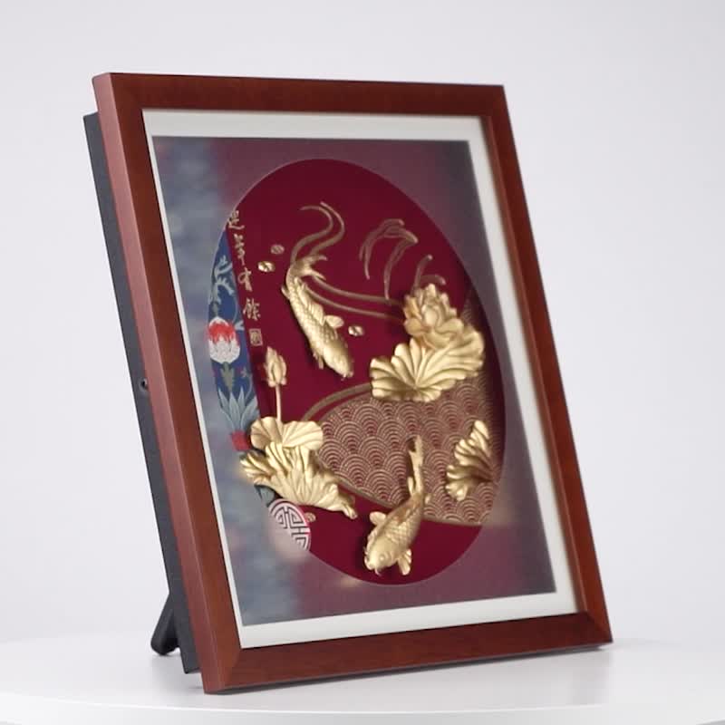 连年有余金箔画 | 开业入厝礼 定制贺礼 - 海报/装饰画/版画 - 24k 金 金色