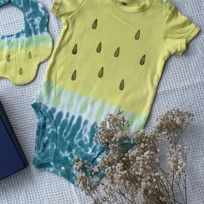 【弥月礼盒首选】包屁衣 围兜 口水巾 宝宝礼盒 满月礼盒 - 包屁衣/连体衣 - 棉．麻 黄色