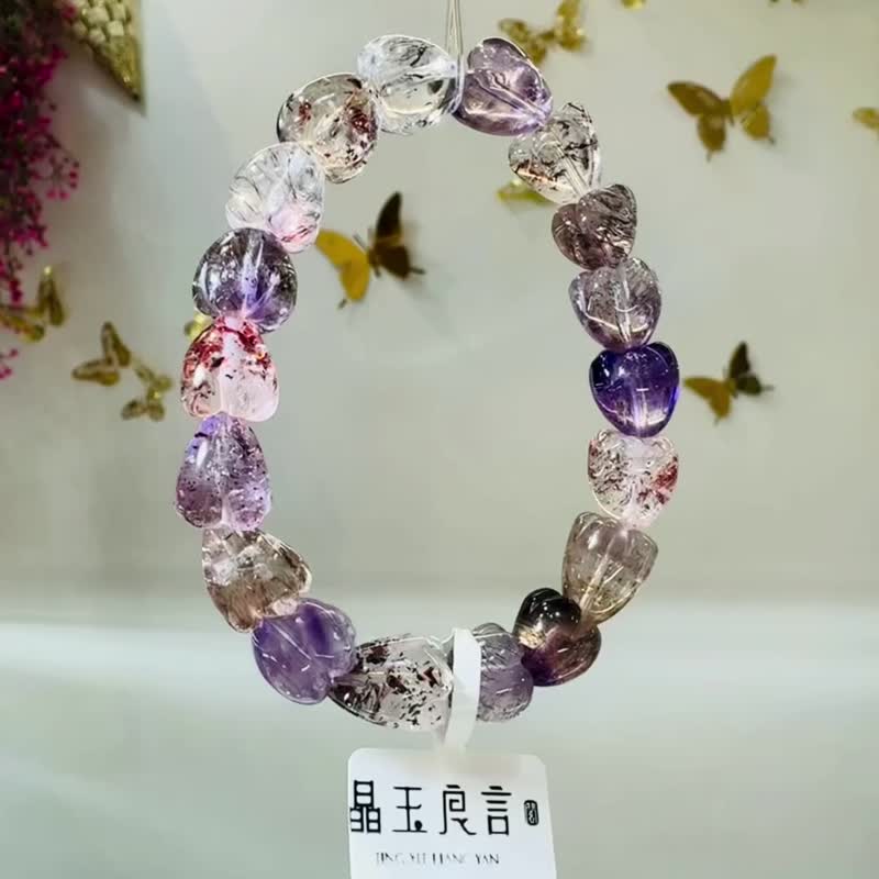 小精品爱心花珠多矿彩超七11mm32.82g彼岸花毒液草莓三轮骨干水晶 - 手链/手环 - 水晶 多色