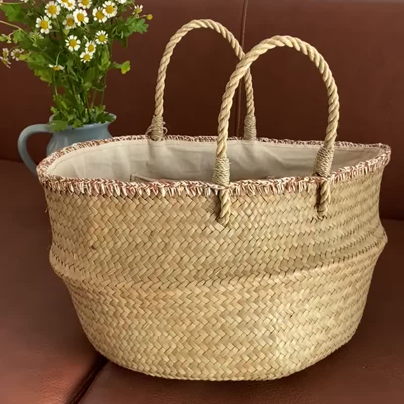 BOHOPeach Picnic tote bag for weekend trip - 手提包/手提袋 - 竹 