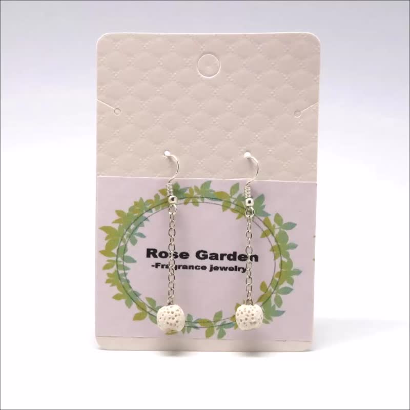 香氛石耳环 白色香氛石 长版垂坠耳洞式 1组2入 可滴入精油扩香 - 耳环/耳夹 - 石头 白色