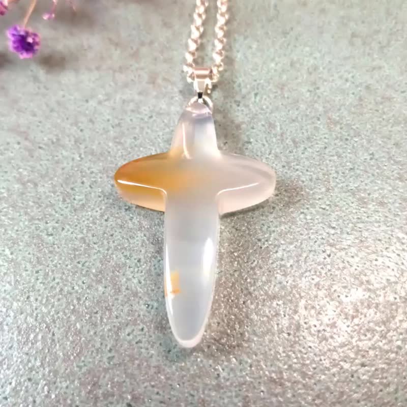 玉坠 造型玉坠-十字造型 白玉髓/简单好搭配 - 项链 - 玉石 透明