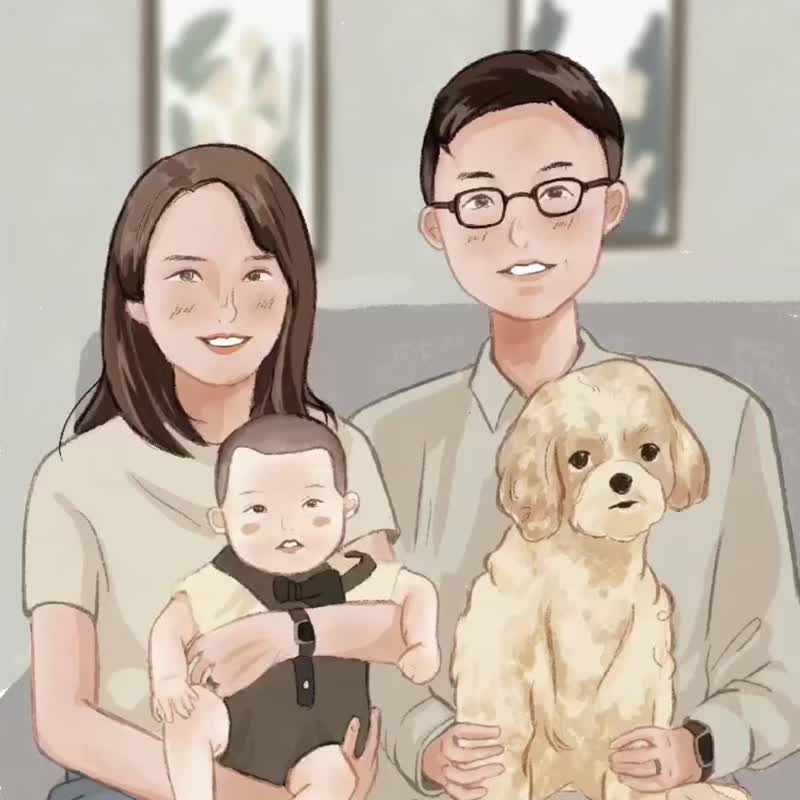 全家福似颜绘 情侣 纪念 | 电子档 - 电子手绘真人画像/绘画/插画 - 其他材质 