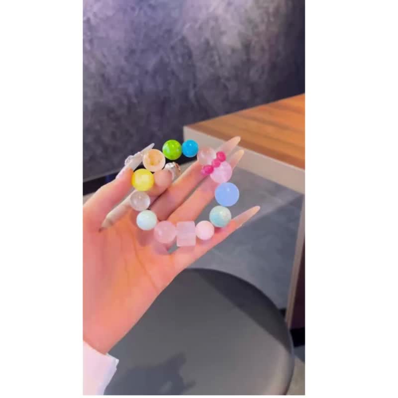 星河多宝~天然水晶 玉石 玛瑙 萤石 蜜蜡 小方解石 - 手链/手环 - 水晶 多色