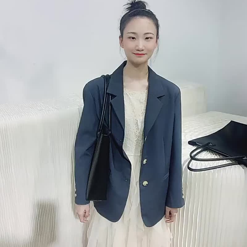 黑色 妈妈叫我去买菜 原创手作 二层牛皮大容量通勤托特包购物袋 - 手提包/手提袋 - 真皮 黑色