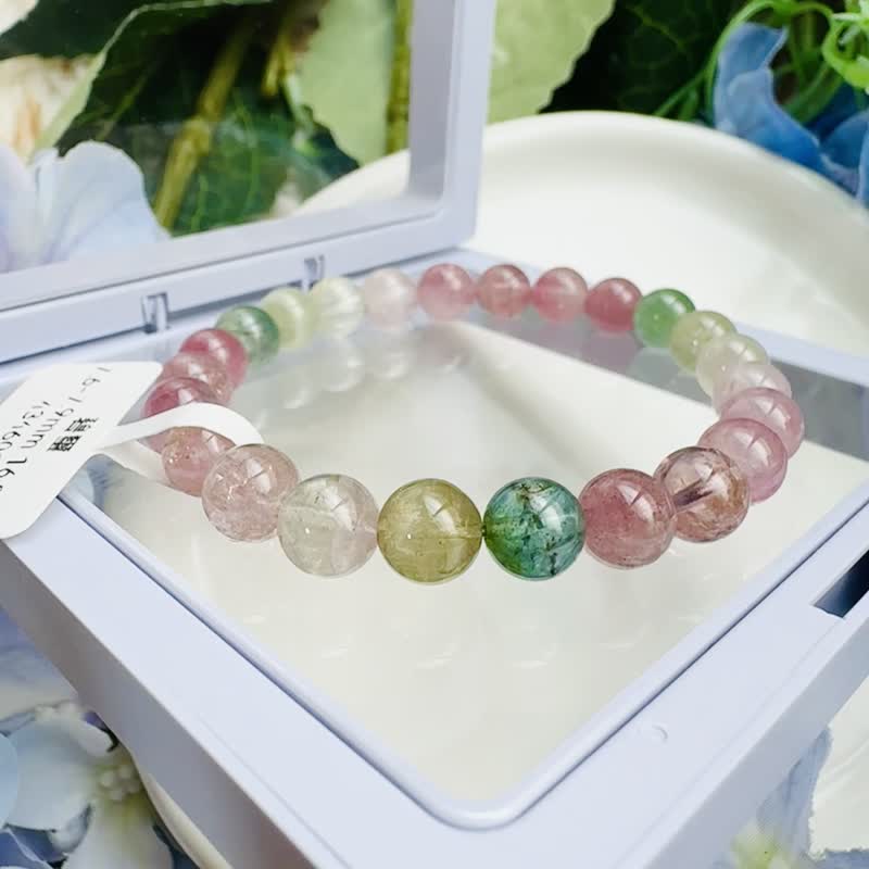 小精品萤光温柔系彩碧玺 7.6-7.9mm16.97g 电气石少女粉色甜美彩串 - 手链/手环 - 水晶 多色
