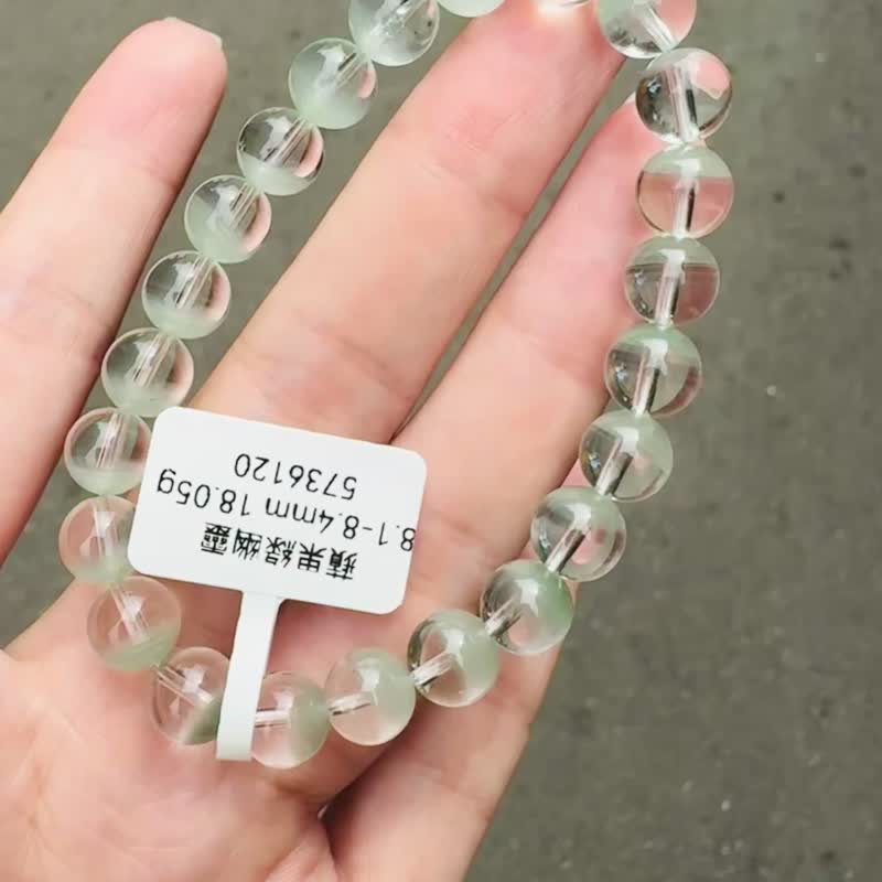 春天初芽嫩绿苹果半盆绿幽灵8.1-8.4mm18.05g提升财运事业贵人运 - 手链/手环 - 水晶 绿色