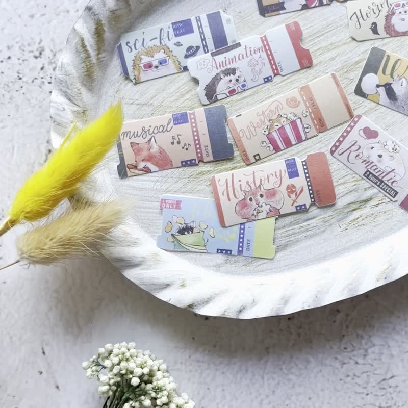 小动物电影票卷 - 割型模造纸胶带 5cm x 5M - 纸胶带 - 纸 多色