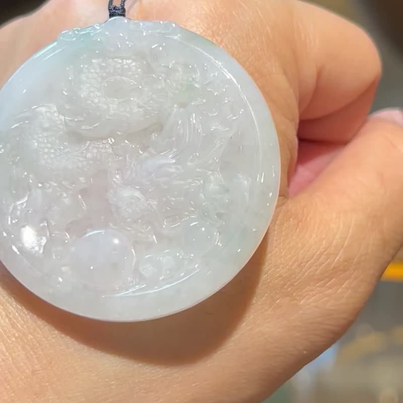 祥龙 | 冰种龙牌 - 项链 - 玉石 透明