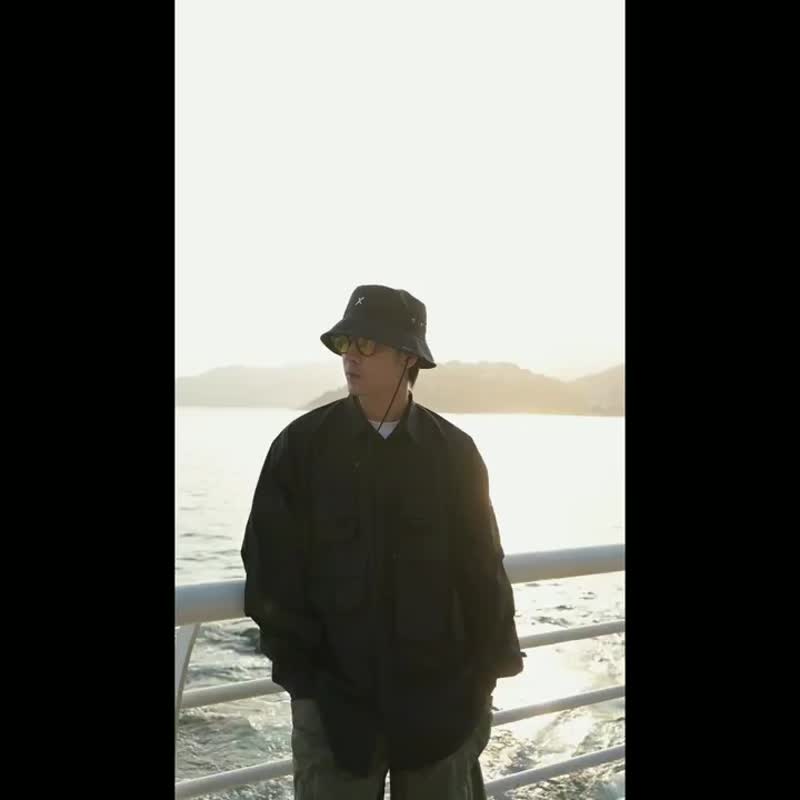 Cordura 防泼水拼接渔夫帽 遮阳渔夫帽 防泼水渔夫帽 - 帽子 - 防水材质 黑色