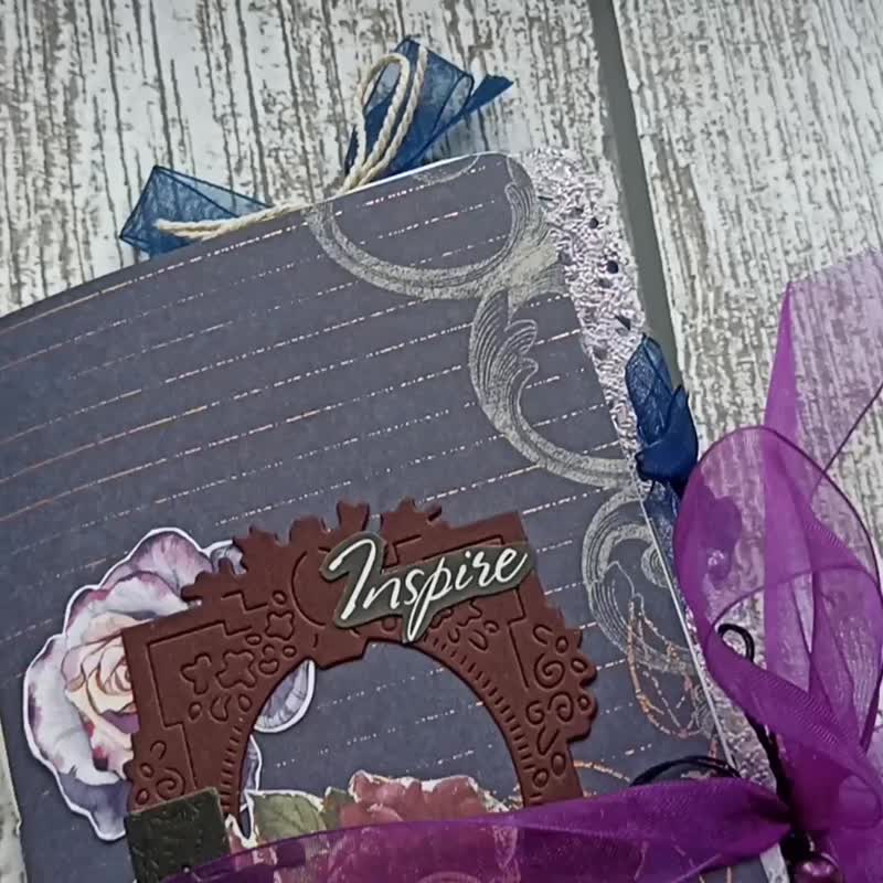 Flowers junk journal handmade Dark garden junk book insire 1 signature blue - 笔记本/手帐 - 纸 蓝色