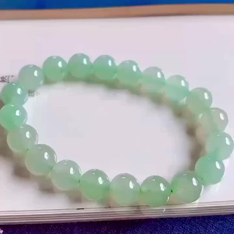 冰种翡翠天然翡翠 A玉 玉珠 玉链手链 • 冰种晴水翡翠手串 - 手链/手环 - 玉石 绿色
