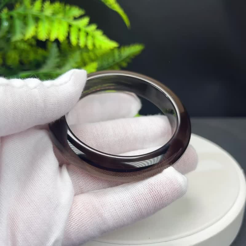 高品质 玻璃体冰曜石手镯 54MM 高冰黑曜石手环 招财聚气果断自信 - 手链/手环 - 半宝石 黑色