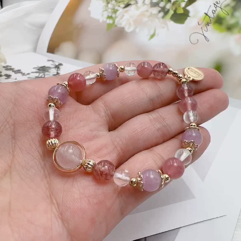 紫锂辉 | 绯红玛瑙 | 草莓晶 | 白水晶 - 手链/手环 - 水晶 