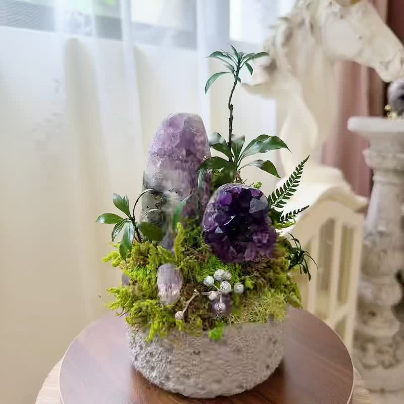登峰_一山还有一山高_节节高升。紫水晶 永生叶材绿植栽 - 植栽/盆栽 - 水晶 紫色