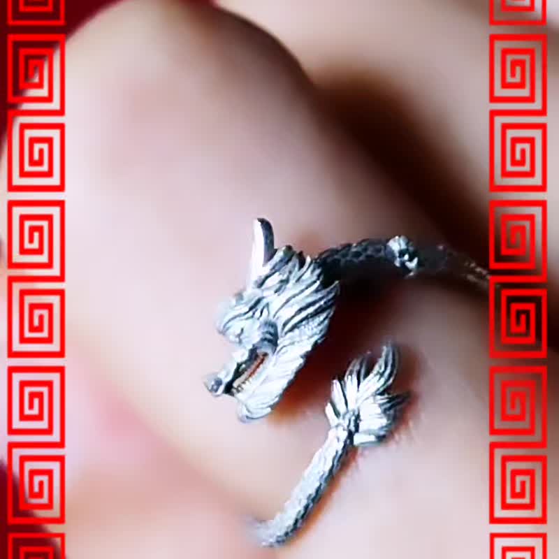 精致霸气全立体 腾龙纯银戒指 - 戒指 - 纯银 银色