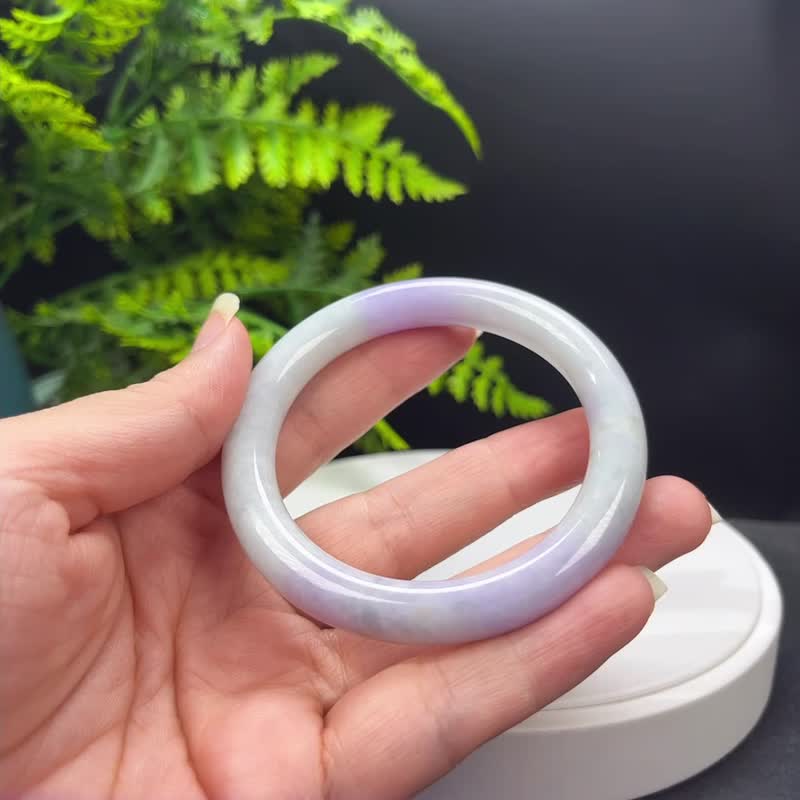 春带彩翡翠手镯 55MM 糯种缅甸A货 玉手环 附证书 灵性辟邪护身 - 手链/手环 - 玉石 