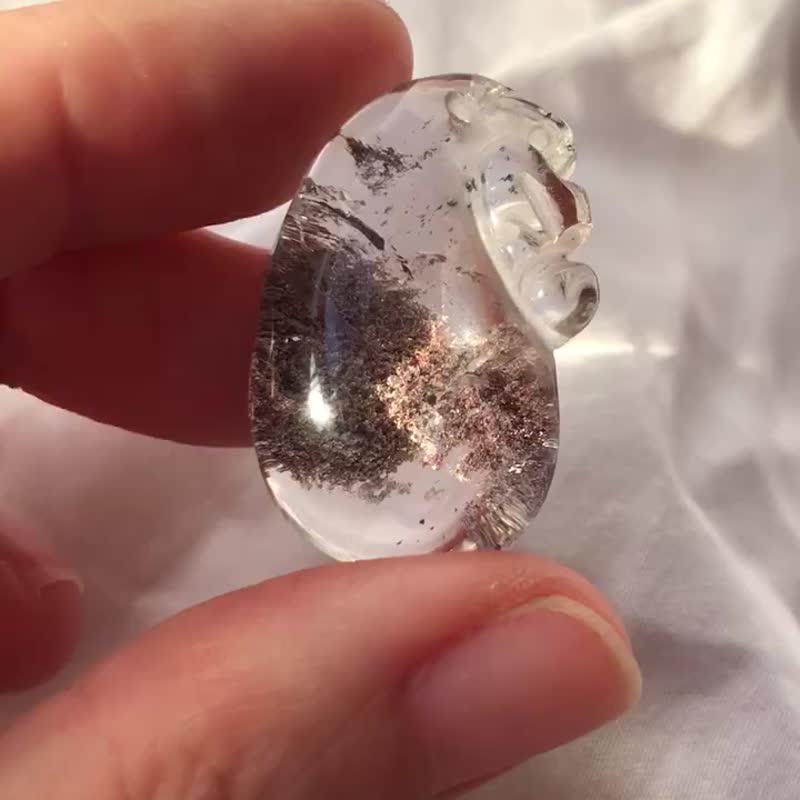 巴西 晶中晶 雕刻 紫粉幽灵水晶吊坠 幽灵项链 摆设 pendant - 摆饰 - 水晶 粉红色