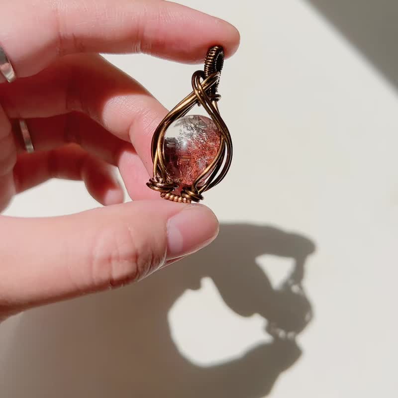 幽灵水晶 天然原矿水晶 金属编织 手作设计 - 项链 - 宝石 