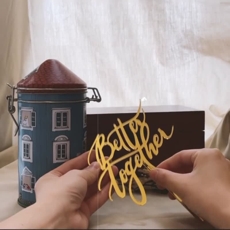 【现货】Better Together 两用蛋糕插牌 可作磁石装饰 - 冰箱贴/磁贴 - 压克力 金色