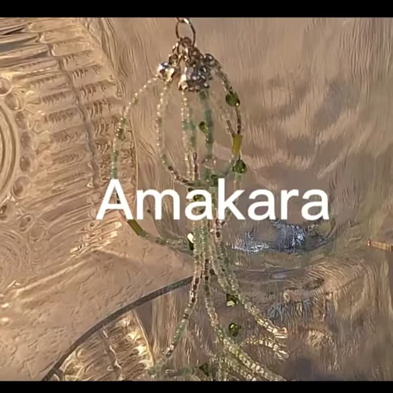 Amakara原創藝術設計-一望春山-串珠耳飾 - 耳环/耳夹 - 半宝石 绿色