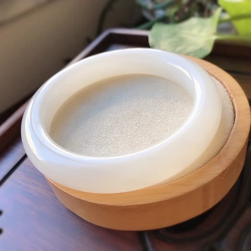 收藏级 天然羊脂白玉手镯 圈口58.5mm 老坑一级白 油润 柔和 - 手链/手环 - 玉石 
