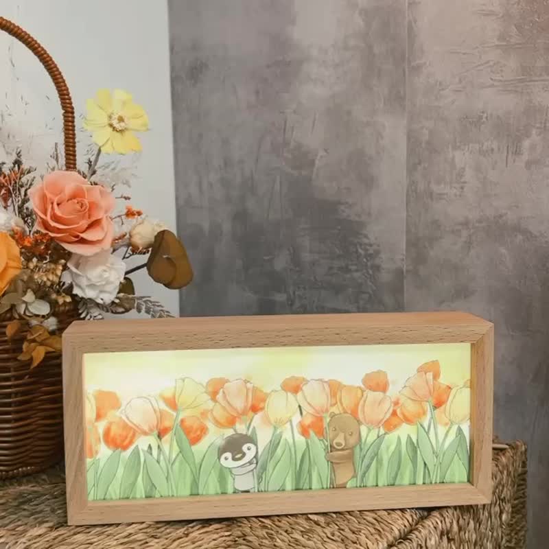 动物小夜灯 | 企鹅与棕熊 light box - 摆饰 - 木头 