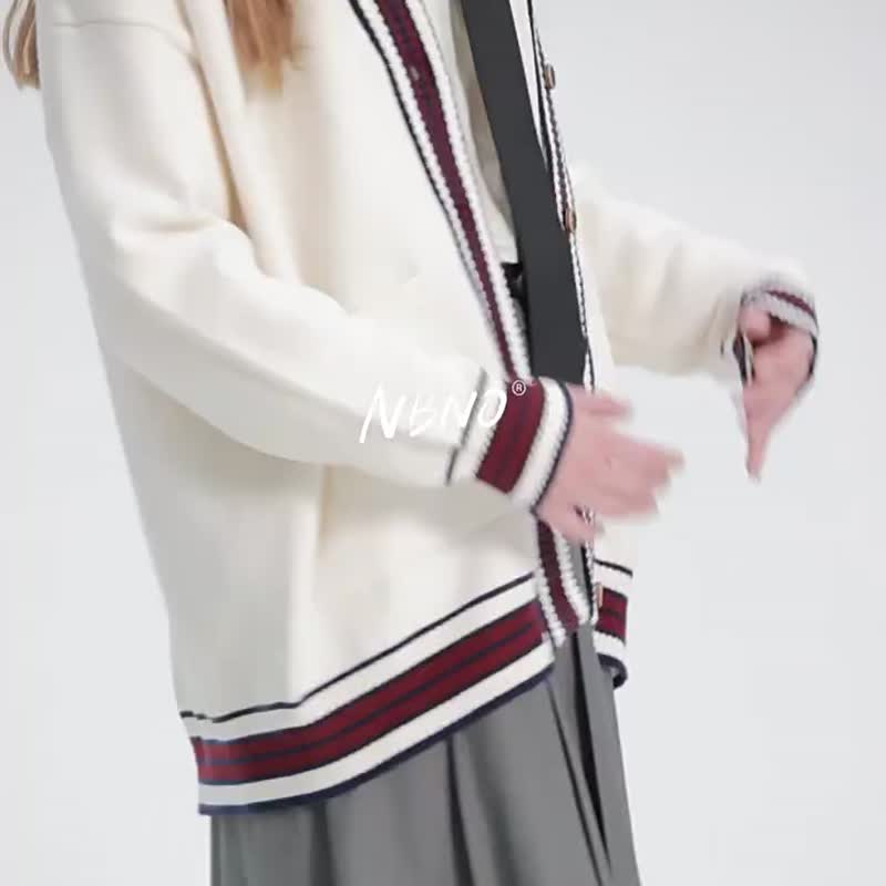 美拉德刺绣开衫 复古学院风针织 毛衣外套 - 女装针织衫/毛衣 - 其他材质 咖啡色