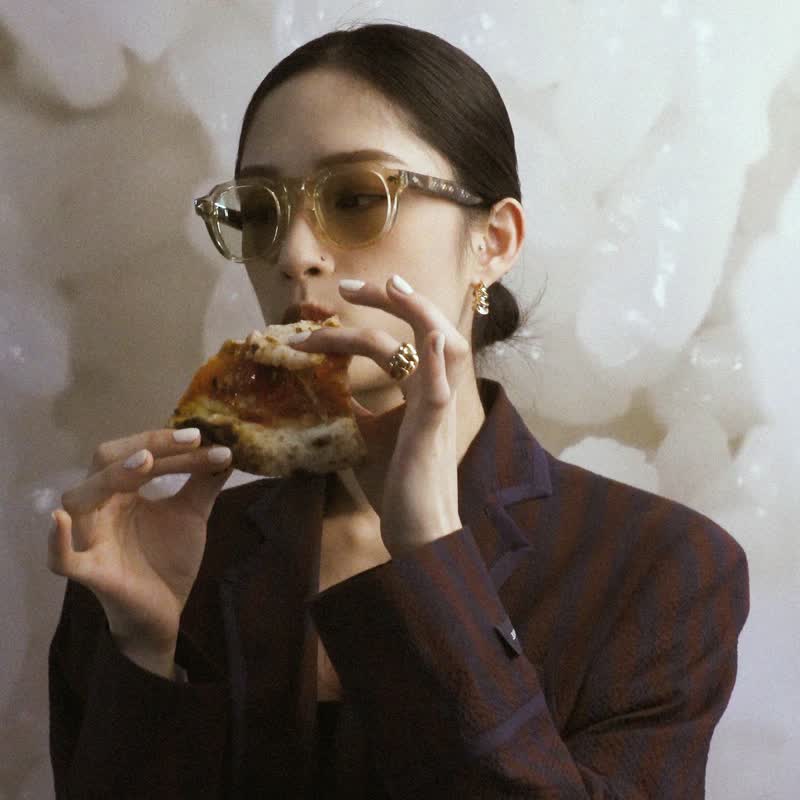 Vatic Vintage Optical Soto Champagne / Blue Demi 8mm厚切胶卷 - 眼镜/眼镜框 - 其他材质 金色