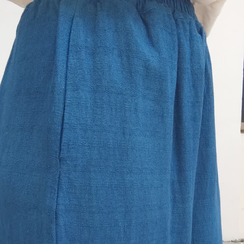 Bliss Pants - 靛蓝染色宽裤 - 女装长裤 - 棉．麻 蓝色
