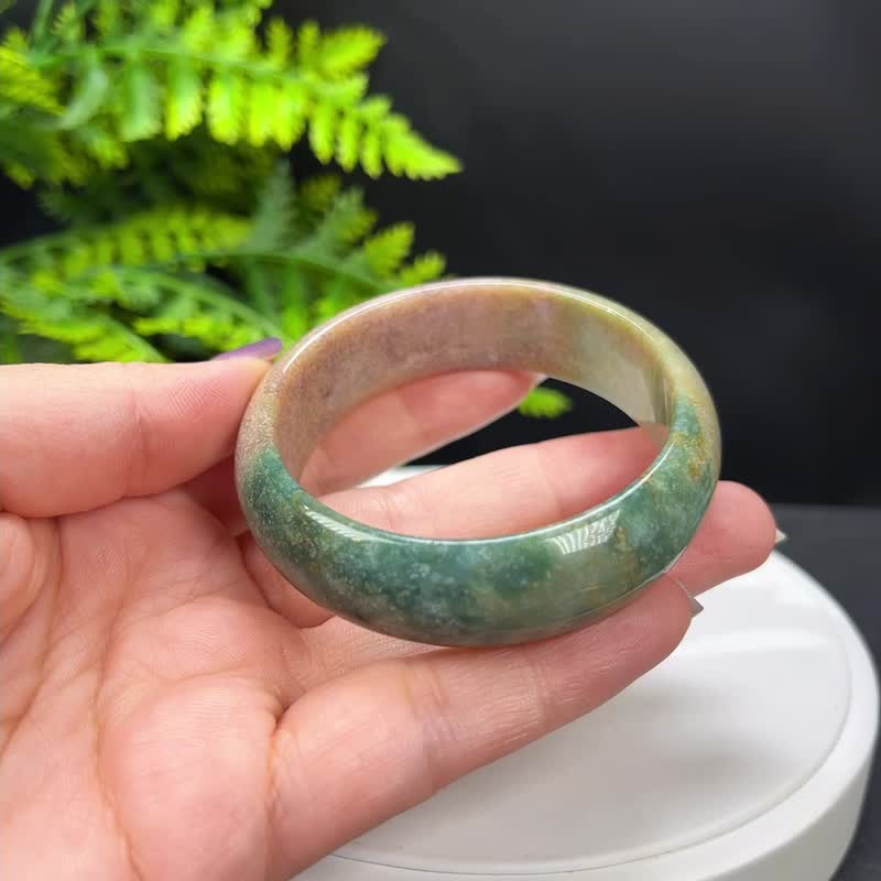 海洋碧玉手镯 53MM 老料玉化多彩玉髓手环 振动脉轮 清新活泼 - 手链/手环 - 半宝石 