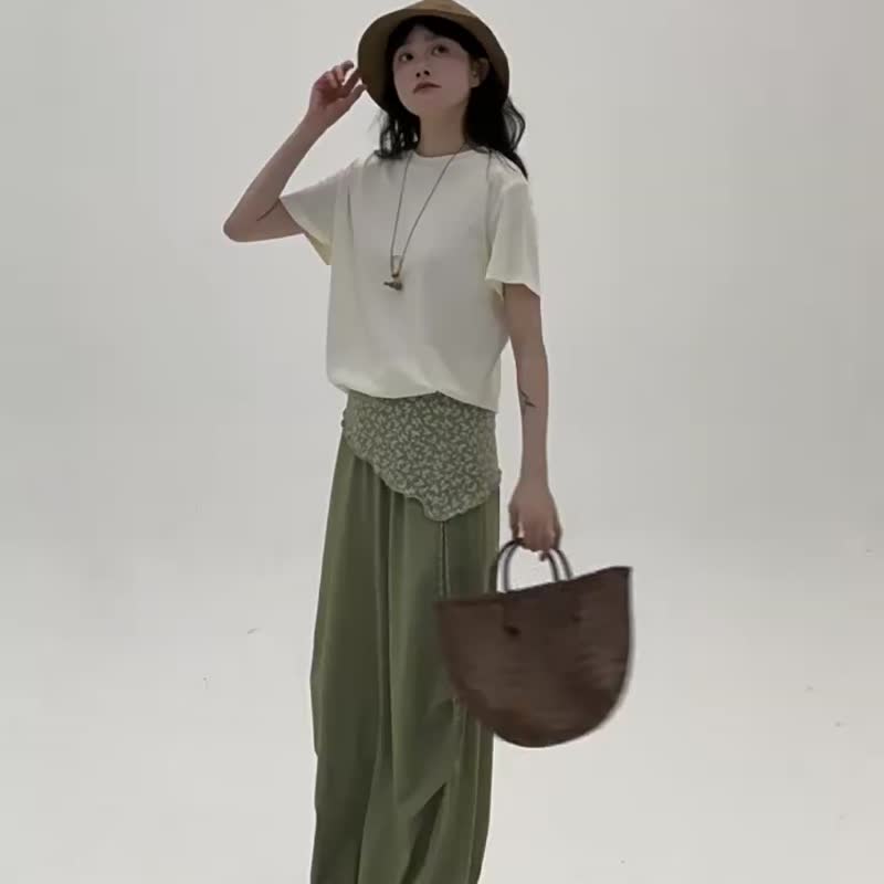 多顏色 莫蘭迪色系垂感沖鋒褲2.0版 休閒簡約百搭寬松闊腿褲 - 女装长裤 - 棉．麻 蓝色