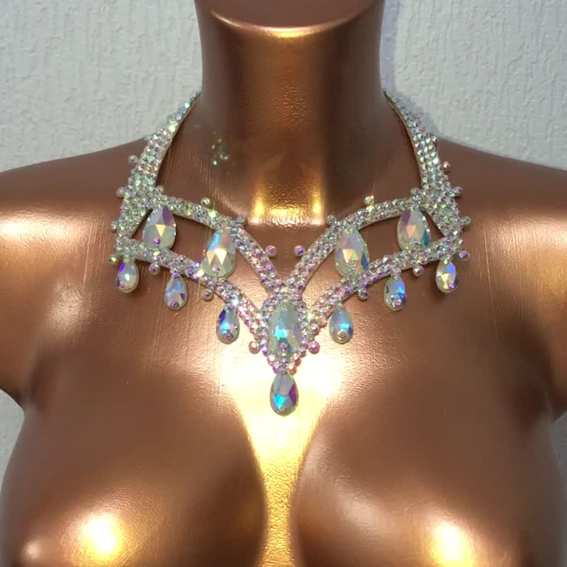 水钻项链舞蹈首饰舞蹈项链舞厅项链肚皮舞首饰舞台金光闪闪首饰 - 项链 - 玻璃 