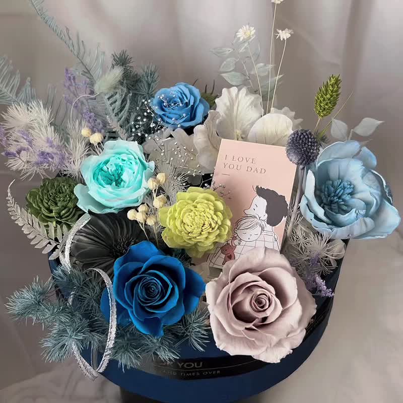 【父亲节花盒 】 flower-of-life伟大的背影 日本永生玫瑰 - 干燥花/捧花 - 植物．花 蓝色