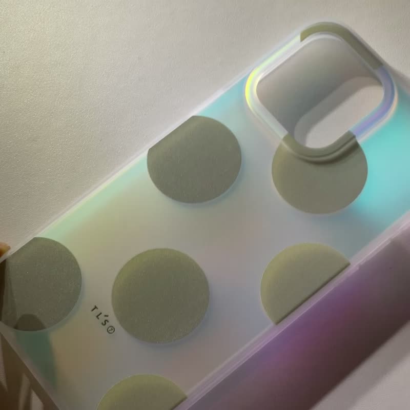 iPhone 17 全包渐变幻彩 | 橄榄绿色圆波点图案|透明防摔软手机壳 - 手机壳/手机套 - 塑料 绿色
