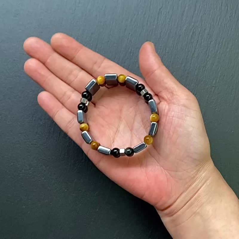 太赫兹 黄虎眼 红虎眼 黑曜石 金属光感个性钢手链  定制化手链 - 手链/手环 - 水晶 多色