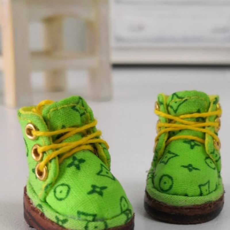 Shoes handmade Blythe doll. Green boots lace up for Blythe dolls. Clothes Blythe - 玩偶/公仔 - 棉．麻 