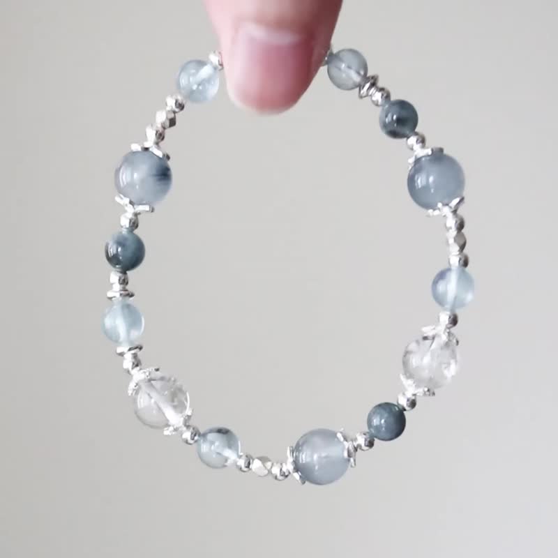 【宁静】蓝兔毛 海蓝宝 阿赛斯特莱 - 手链/手环 - 水晶 蓝色