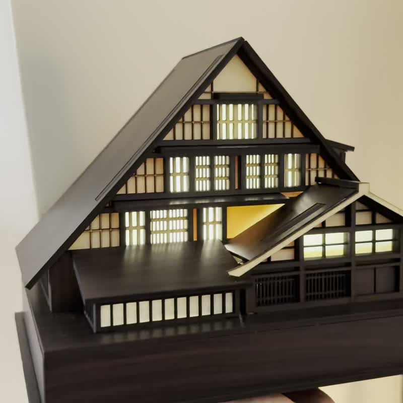 【木屋小夜灯-和田家】床头灯/桌面摆件/合掌村/原创设计/USB/LED - 灯具/灯饰 - 木头 咖啡色