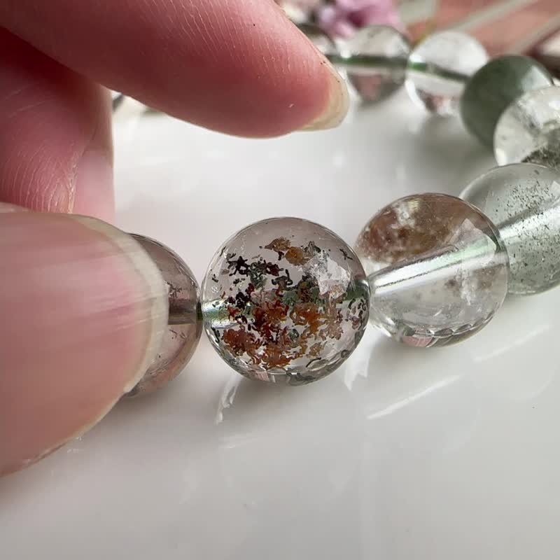 心忱-绿幽灵 花幽灵 手串11.5mm - 手链/手环 - 水晶 橘色
