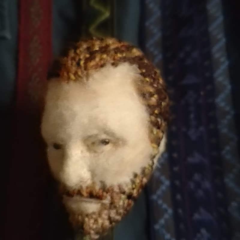 梵谷胸针，自画像，84，羊毛毡，刺绣 - 编织/刺绣/羊毛毡/裁缝 - 羊毛 多色