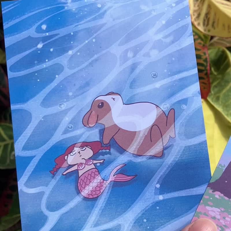 RED与可妮在海底明信片 - 卡片/明信片 - 纸 蓝色