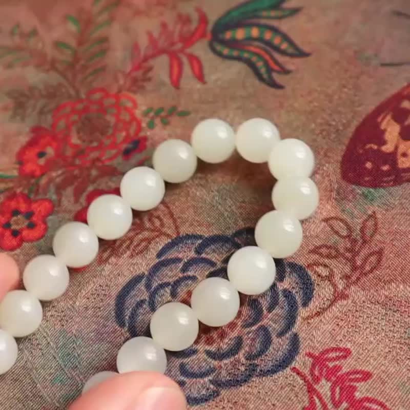 天然和田玉单圈手链  新疆山料羊脂玉  简单大气 母亲节礼物 - 手链/手环 - 玉石 