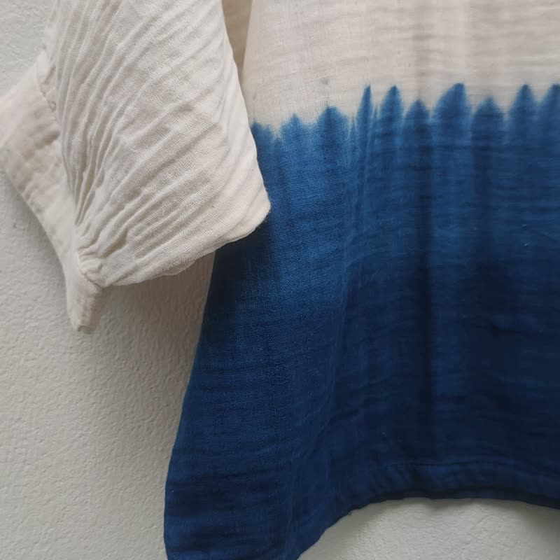 Salu Elbow Sleeves - 船领及手肘长袖扎染衬衫 - 女装上衣 - 棉 多色
