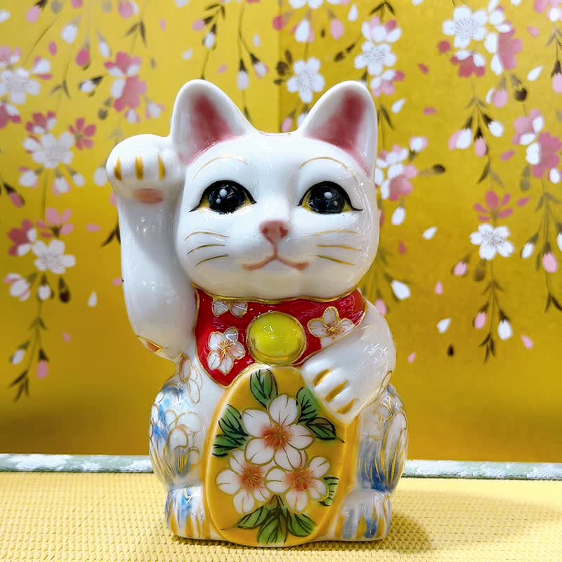 【狐缘万富】日本清水烧招财猫 | 鲤一番 - 摆饰 - 瓷 白色