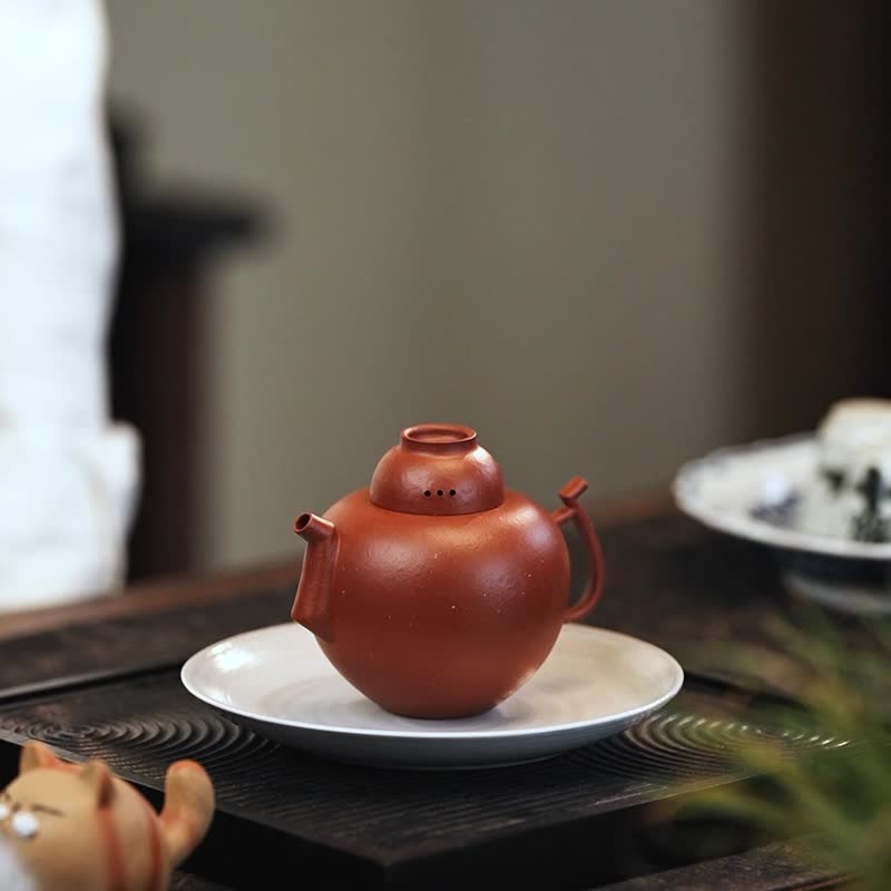 人系列 原矿朱泥 听瓮 非遗紫砂壶 解构主义个性茶器 180cc - 茶具/茶杯 - 陶 红色