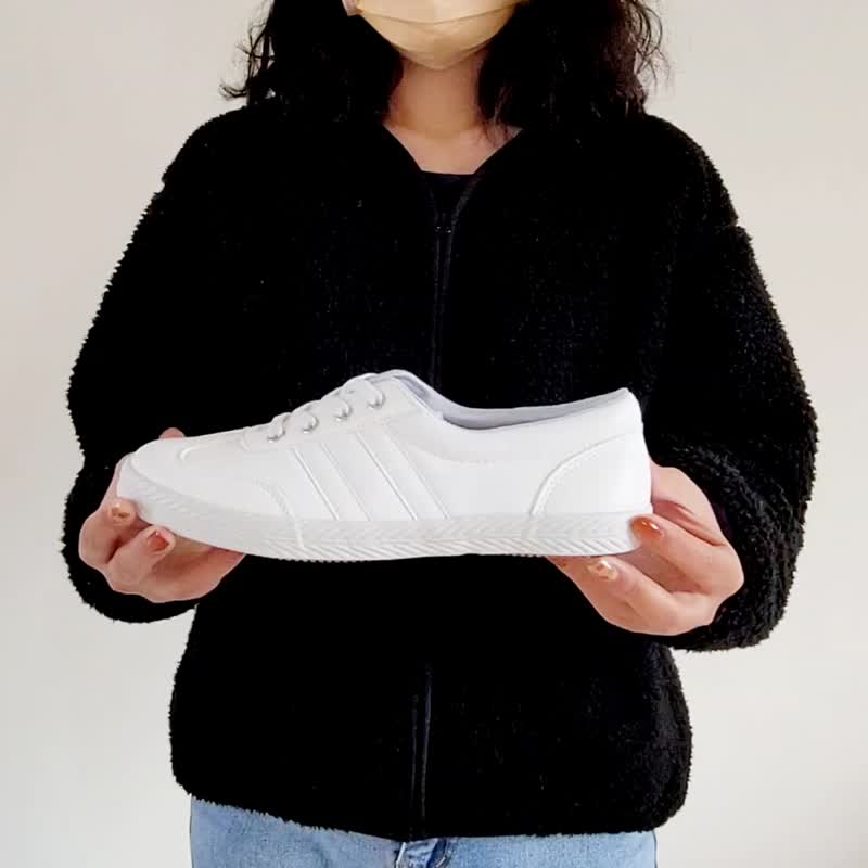 小山1.0皮革平底鞋 懒人鞋 - 白色 黑色 小红帽与大野狼 (一般楦) - 女款休闲鞋 - 人造皮革 白色