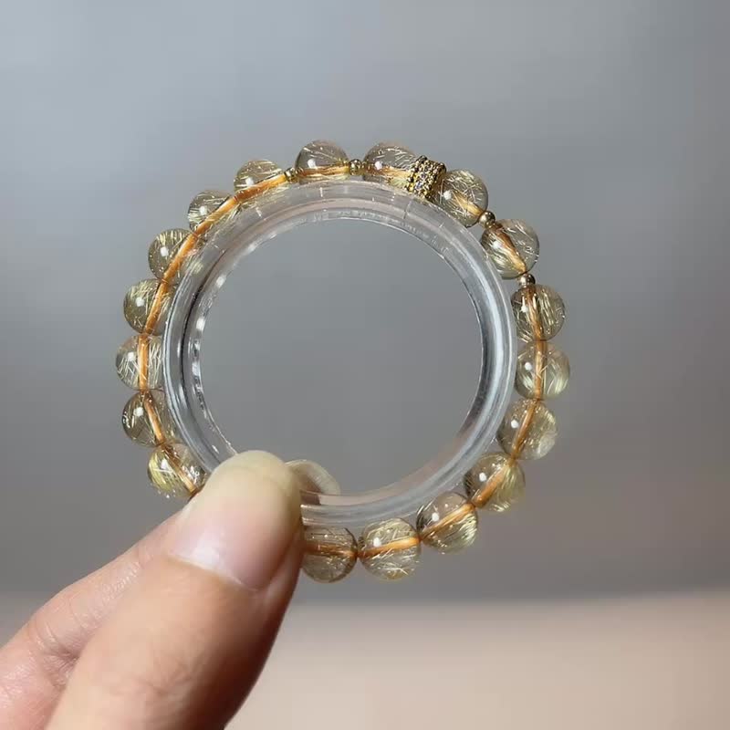 天然矿石 维纳斯金发晶 8.5mm 手链 - 手链/手环 - 宝石 金色