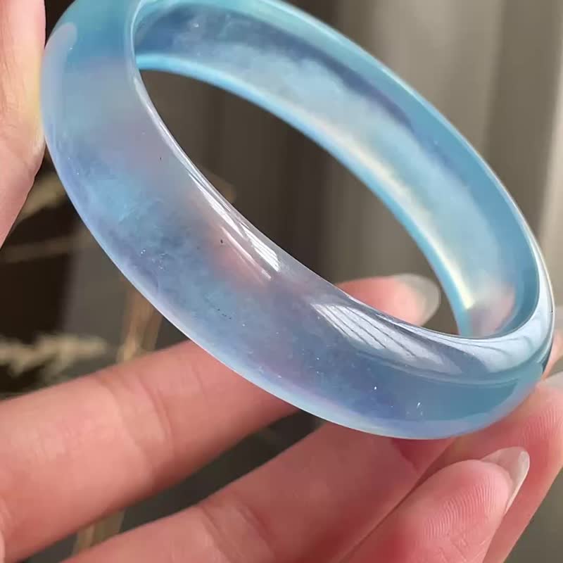 天然海蓝宝手镯   圈口55.5mm - 手链/手环 - 水晶 