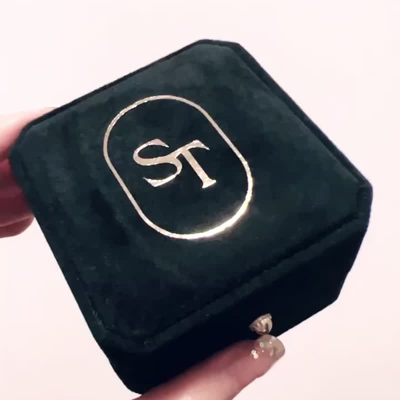 定制化烫金logo ringbox求婚结婚戒指盒(可放单只或对戒) - 对戒 - 其他人造纤维 绿色